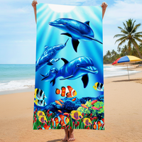 Microfiber Suede Bath and Beach Towels Printed Modern Style Sand Free Bath Cleaning Cloth