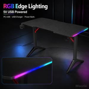 Bureau de jeu D2208 RGB avec plateau en fibre de carbone de 15 mm, porte-gobelet et crochet pour casque - Product Image 4