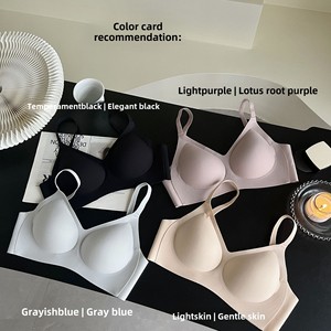 Sujetador de punto sin costuras con tirantes ajustables, copa completa, fino, suave, con tiras de gel 3D, push-up, cuello en V, talla grande, para uso diario - Product Image 3