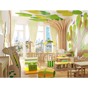 Conception de salle de classe de garderie Moetry, thème forêt naturelle, design d'intérieur de salle de classe pour enfants - Product Image 1