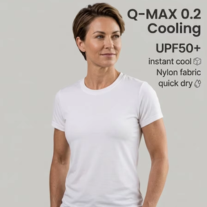 Camiseta de cuello redondo con protección UV, enfriamiento instantáneo, UPF50+, protección solar para mujer - Product Image 1