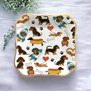 1 adet <span class=keywords><strong>Dachshund</strong></span> baskı desenleri alyans çanak nedime hediye takı çanak nişan yüzüğü tutucu - Product Image 3