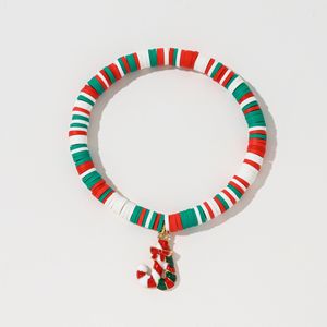 European and American Jewelry Gift Christmas Soft Clay Beaded <b>Bracelets</b> White <b>Red</b> Green Beaded Santa Claus Gift Charm <b>Bracelets</b> - Product Image 1