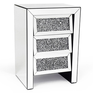 <span class=keywords><strong>Mobiletto</strong></span> Moderno in Legno Argentato con Specchio per Soggiorno, Hotel, Appartamento, Ufficio, Cucina, Bagno - Comodino Versatile - Product Image 6
