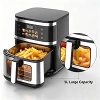 Freidora de Aire Digital Inteligente de Alta Calidad para Cocina, con 10 Programas Preestablecidos, Pantalla a Color Personalizable, 5L, para Uso Doméstico
