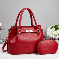 Sacs en gros pour femmes : Sac à main en cuir PU de haute qualité, sac bandoulière pour dames, motif crocodile avec portefeuille