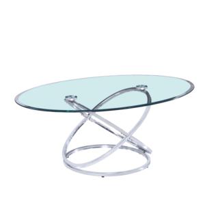 Gran oferta, mesa de centro de vidrio templado con Base cromada de diseño moderno con tapa transparente para sala de estar, muebles al por mayor - Product Image 6
