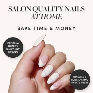 Ongles pressés Glamnetic, forme amande courte, blancs, paillettes, pointes françaises, motifs 3D, finition brillante, matériau ABS, <span class=keywords><strong>kit</strong></span> de 30 pièces avec colle - Product Image 2