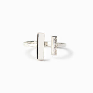 Anelli Geometrici T0668 con Zirconia Cubica, Gioielli Unisex alla Moda, Idea Regalo - Product Image 2