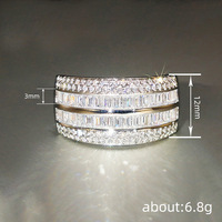 Délicat cristal géométrique brillant 3A Zircon large bagues pour fiançailles mariage argent plaqué CZ anneaux pour femmesGJZ0970