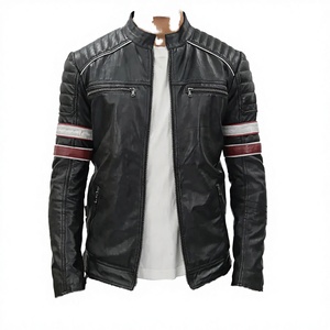 High Street Genuine Leather <b>Biker</b> <b>Jacket</b> Premium Quality Outerwear Trendy Streetwear Reversible Breathable Embroidered Thin - Product Image 3