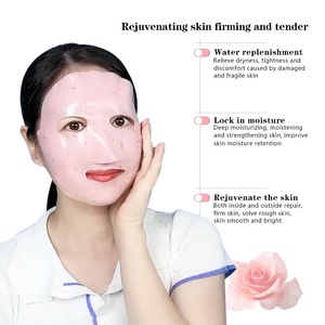 Hữu cơ Aloe Rose cánh hoa làm trắng Collagen Facial tấm mặt nạ vitamin C giữ ẩm hai-phần phong cách OEM biểu tượng tùy chỉnh cho khuôn mặt sử dụng - Product Image 4