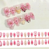 30 Pièces Ongles Press-on de Luxe Léger Transfrontalier en Résine 3D Ultra-courts Forme Amande Pré-dessinés Haut de Gamme Effet Cassé