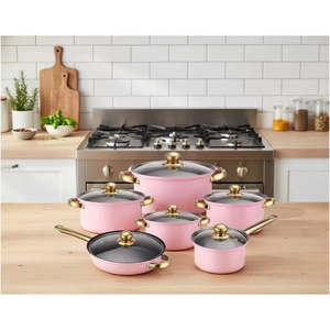 Batterie de cuisine à induction moderne en acier inoxydable chinois, 12 pièces, pour une cuisine durable à la maison, avec poêle unique en granit anodisé dur - Product Image 2