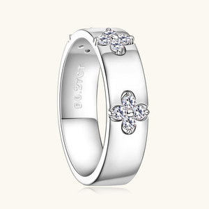 Chất Lượng Cao 925 Bạc 1.75Mm D Màu <span class=keywords><strong>Vvs1</strong></span> Vòng Moissanite Vòng Chunky Bốn Lá Clover Rộng Thời Trang Người Đàn Ông Của Và Phụ Nữ Nhẫn - Product Image 3