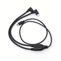 Kabel USB Type-C Male ke Dual USB Type-C Male, Lurus hingga Sudut Kanan 90 Derajat, 750mm Kabel Pengisian Daya & Data Hitam Berjalin