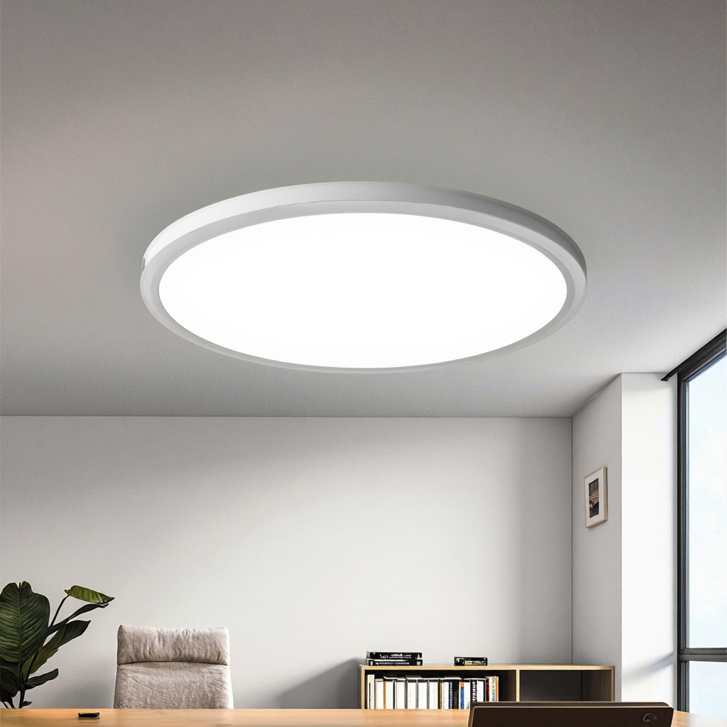 Modern White LED Ceiling Light Indoor Decorative Lighting Fixtures for Bedroom Hotel DIP Key Switch Plastic Color Temperature