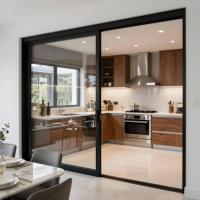 Porte coulissante triple panneau en aluminium avec double vitrage trempé pour balcon de villa, vue panoramique complète - Puertas Corredizas