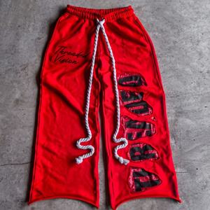 Sudadera Personalizada de Felpa Francesa, con Bordado, Doble Capa, Estampado Retro, Diseño Desgastado con Orificios, Cordón Largo y Pedrería para Hombre - Product Image 1