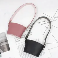 Tasse à café bouteille bulle thé réutilisable manchon en cuir PU avec chaîne porte-boisson Portable