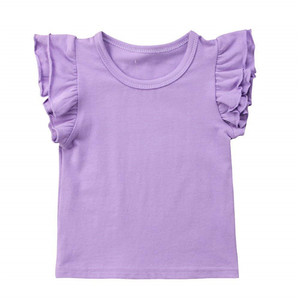 Camiseta de Algodón para Bebé Niña con Volantes en los Hombros, Ajuste Ceñido, Oferta Especial - Product Image 3