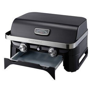 Plaque de cuisson noire ATTITUDE 2100, acier inoxydable moderne, 2 brûleurs, allumage piézoélectrique, portable pour le camping, le barbecue - Product Image 3