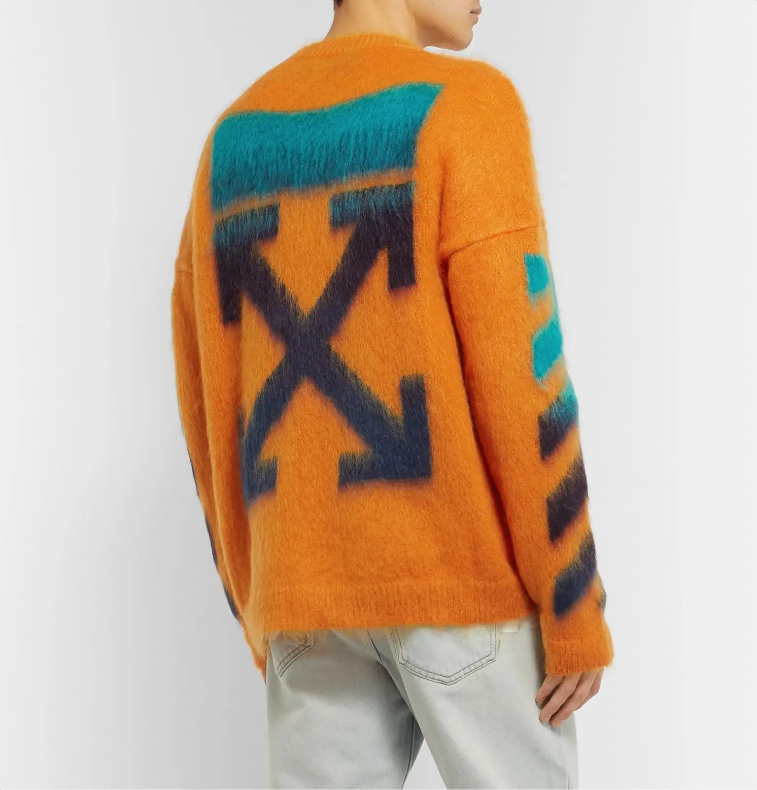 कस्टम लोगो OEM और ODM पुरुषों की प्यारे बुनना स्वेटर दौर गर्दन लंबी आस्तीन नारंगी Jacquard महीन चिकना ऊन मिश्रण स्वेटर
