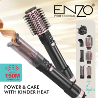 ENZO Professional 7 en 1, Rizador de Pelo Giratorio Desmontable, Peine de Aire Caliente, Plancha de Pelo, Secador de Pelo, Cepillo de Aire Caliente