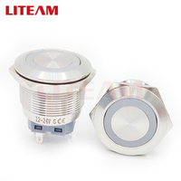 Interrupteur à bouton-poussoir LED métallique étanche IP67 en ABS de 25 mm, personnalisable, 1NO1NC, momentané ou à enclenchement, pour montage sur panneau, interrupteur d'alimentation