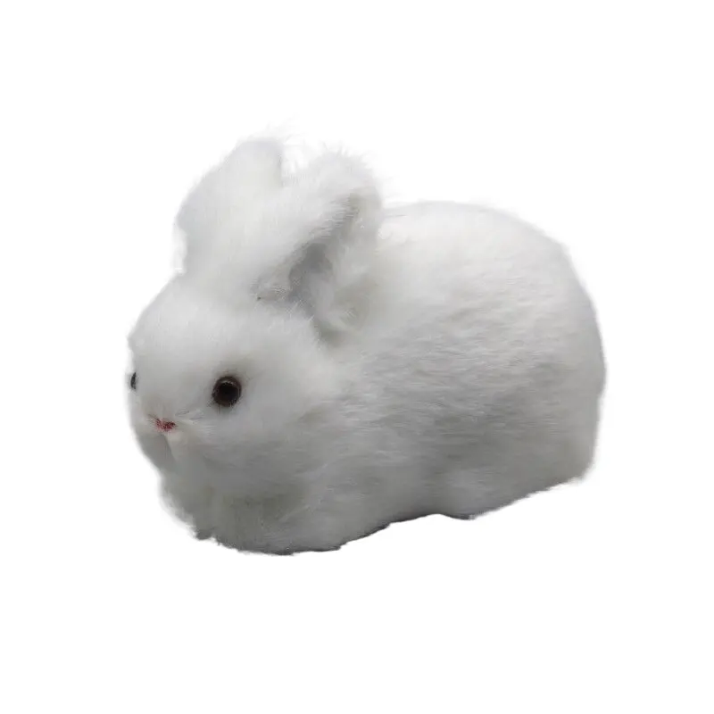 Creative Plush Animal Toys For Kids Simulated Cute White Rabbit Mini Static Model For Christmas Indoor Desktop Decorations