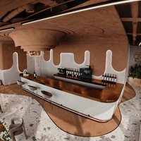 Service de conception 3D personnalisé haut de gamme, design minimaliste pour café, conception de kiosque à café, aménagement de comptoir à café
