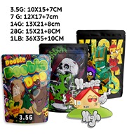 Sacs Mylar personnalisés imprimés en gros de 3,5 g, sachets refermables à fermeture éclair, anti-odeur, thermoscellables, de qualité alimentaire, à fond stable