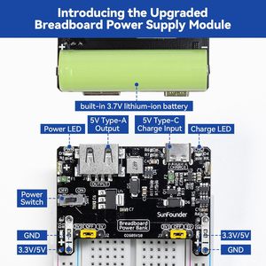 Módulo de fuente de alimentación para protoboard, salida USB de 5V/1.5A y 3.3V/1A, para Arduino, Raspberry Pi, Pico W, ESP32 - Product Image 4