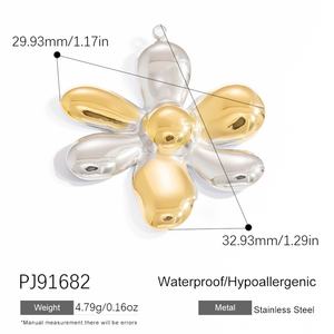 Breloque en acier inoxydable pour la fabrication de bijoux, zircon, or 18 carats, couleurs mélangées, marguerite, œil, papillon, coquillage, cœur bombé, pendentif - Product Image 6