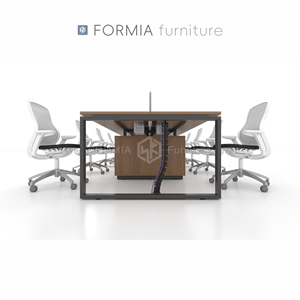 Muebles de Oficina Modernos FORMIA, Estructura de Acero y Madera, Escritorio para 8 Personas, Estación de Trabajo para Empleados con Separador - Product Image 6