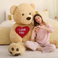 MorisMos Grand Ours en Peluche Marron de 1,80 Mètre avec Cœur Rouge « Je T'aime » – Cadeau Idéal pour Anniversaire Petite Amie/Petit Ami/Épouse/Amant
