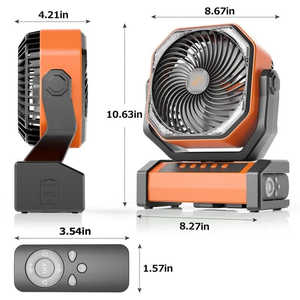 Ventilador de Escritorio Plegable con Ganchos, Recargable de 20000 mAh, Modo de Emergencia por Corte de Energía, Oscilación Automática, Ventilador para Tienda de Campaña, Coche y Hogar - Product Image 1