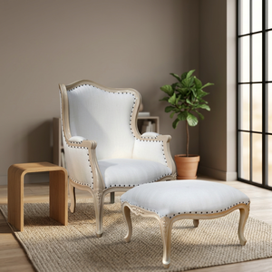Leisure <b>Wing</b> <b>Chair</b> with Wooden Ottoman for Home Furniture General Use - Product Image 3