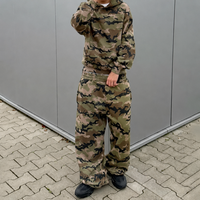 Setelan Training Kamuflase Kustom 2 Potong Hoodie dan Celana Jogger Ukuran Besar Model Baggy Motif Woodland Camo untuk Pria