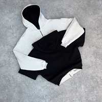 Sweat-shirt à capuche Yingling pour homme, coupe ample, double face, réversible, avec logo personnalisé, style streetwear, fermeture éclair, coupe courte