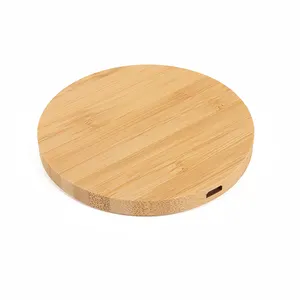 Custom Desk Desktop Cell Mobile Phone Pad Magnetic Qi Wireless Charger Wooden Bamboo Universal 10W 15W Black Iphone Earphone