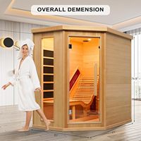 Sauna infrarouge à domicile, sauna sec en bois de pruche avec panneau de commande LED et porte en verre trempé, chaise longue pour une personne