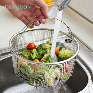 Hand-Held Máquina de lavar louça & Forno Seguro Aço Inoxidável Malha Filtro Multifuncional Leaky Drain Lavagem Colander para uso ao ar livre - Product Image 3
