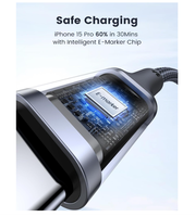 Cable USB-C a USB-C UGREEN US316 de 0.5m, 5A, 100W, Carga Rápida PD, Sincronización de Datos a 480Mbps, Trenzado de Nailon para MacBook y iPad