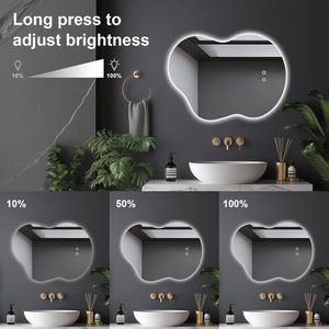 Miroir <span class=keywords><strong>de</strong></span> <span class=keywords><strong>salle</strong></span> <span class=keywords><strong>de</strong></span> <span class=keywords><strong>bain</strong></span> LED irrégulier moderne personnalisé, étanche, mural, anti-buée, tactile, trois couleurs, pour hôtel, villa, <span class=keywords><strong>projet</strong></span> - Product Image 3