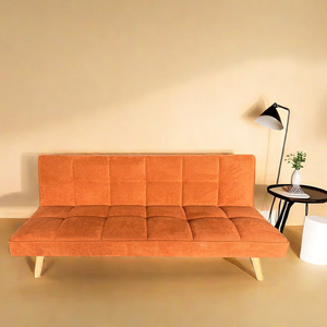 Sofá plegable doble de 3 plazas <span class=keywords><strong>naranja</strong></span> de terciopelo nórdico, sofá <span class=keywords><strong>cama</strong></span> convertible para dormir para apartamento interior con patas de sofá de madera - Product Image 1