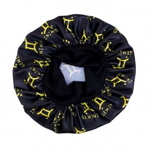 Bonnet en satin imprimé avec logo personnalisé et 12 signes du zodiaque, large bande, taille extra, pour femme, usage quotidien extérieur, toutes saisons, pour cheveux - Product Image 6