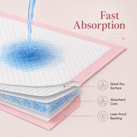 Tapis d'entraînement jetables roses pour animaux de compagnie, marque privée, haute absorption, pour l'éducation des chiots et la protection domestique