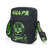 Op maat gemaakte vintage mode lichte canvas telefoon schoudertas/crossbody tas met letterpatroon, multifunctioneel voor heren