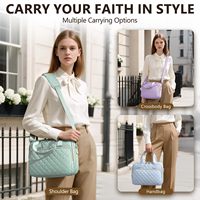 Funda para Biblia Grande para Mujer, Impermeable, de Poliéster, con Cierre de Cremallera, Diseño Acolchado, Correa para el Hombro, Regalo Cristiano de Pascua